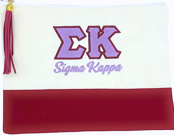 Sigma Kappa Embroidered Greek Letter Pouch