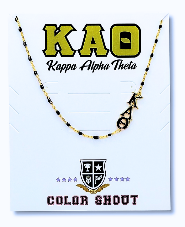 The Sorority Necklace: Side Set Greek letters on Enamel Bead Necklace