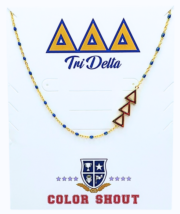 N201-The Sorority Necklace: Side Set Greek letters on Enamel Bead Necklace