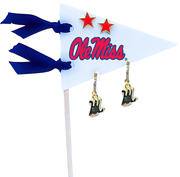 E203 - OM : Ole Miss Pennant Pair Earring Set