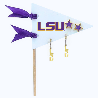 E203-LSU Louisiana Pennant Pair Earring Set