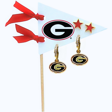 E203-GA Georgia Pennant Pair Earring Set