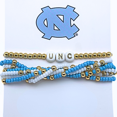 B209 - University of North Carolina 'Lucky 7' UNC Bracelet Stack