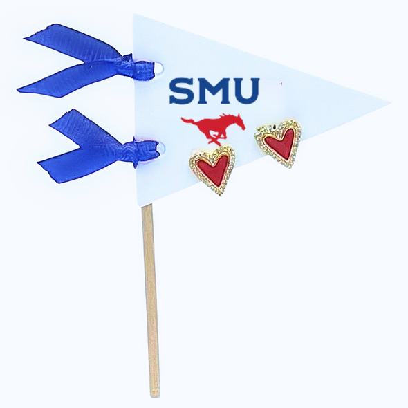 Love my College: Bright Color Heart Studs on Logo Pennant Flag