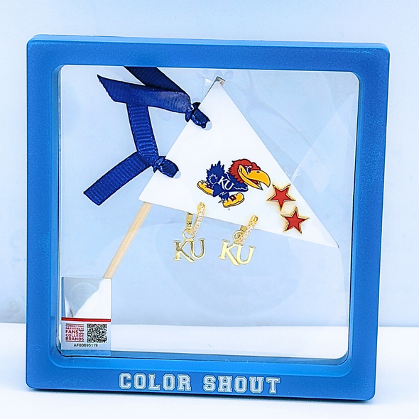 E203 KAN- Kansas University Pennant Pair Earring Set