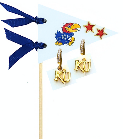 E203 KAN- Kansas University Pennant Pair Earring Set
