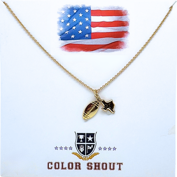 N205 - State of Texas and Football Necklace