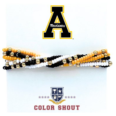 B201 - Appalachian State Colors Stack: Set of 6 Beaded Stretch Bracelets