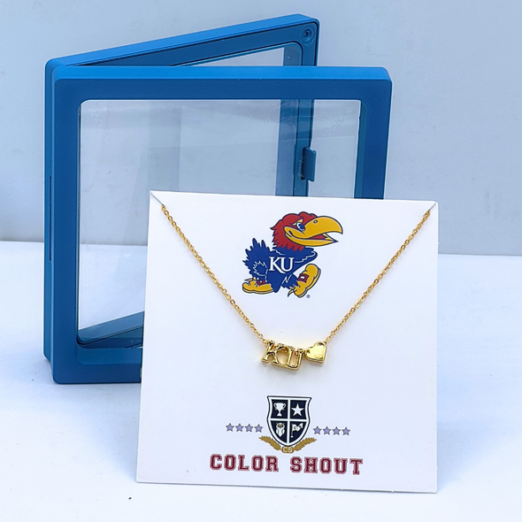 N202 - KAN : University of Kansas Heart Necklace