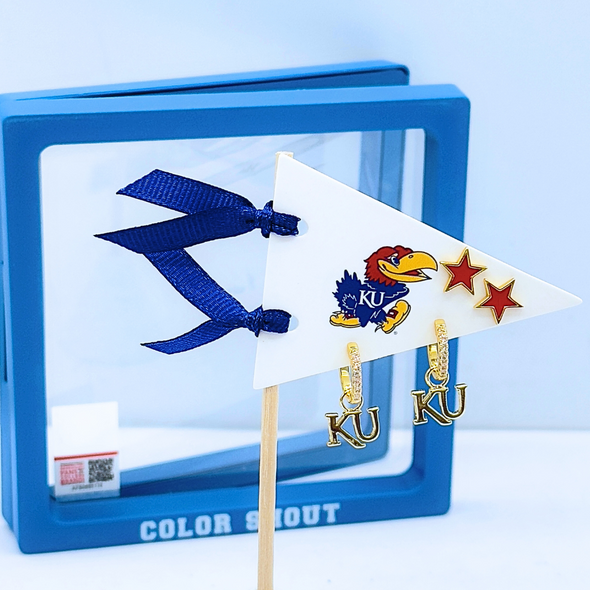E203 KAN- Kansas University Pennant Pair Earring Set