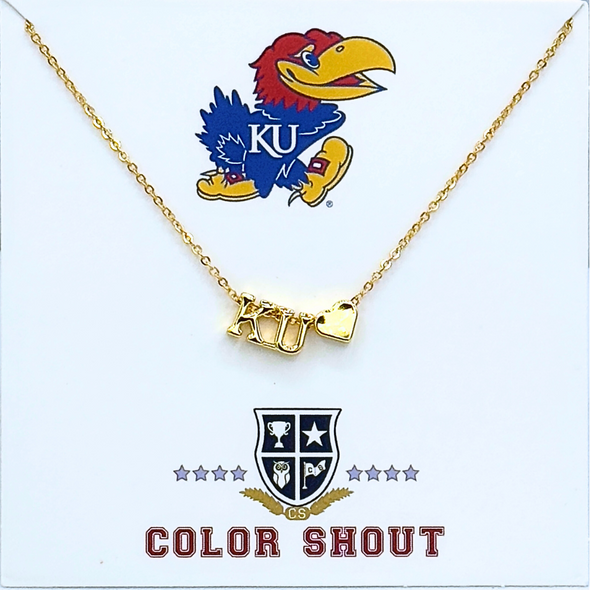 N202 - KAN : University of Kansas Heart Necklace
