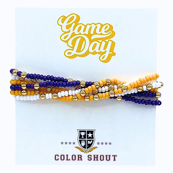 B201- Game Day Team Colors: Set of 6 Stretch Bracelets