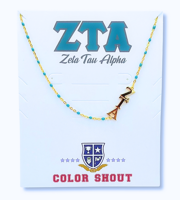 The Sorority Necklace: Side Set Greek letters on Enamel Bead Necklace