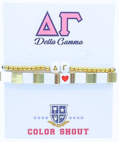 B202 DG-'I Love' Delta Gamma Bracelet Stack