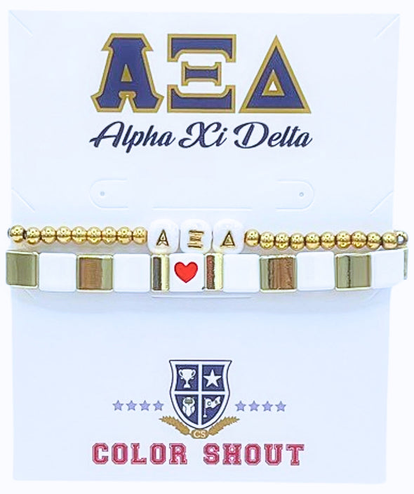 I Love Alpha Xi Delta Bracelet Stack