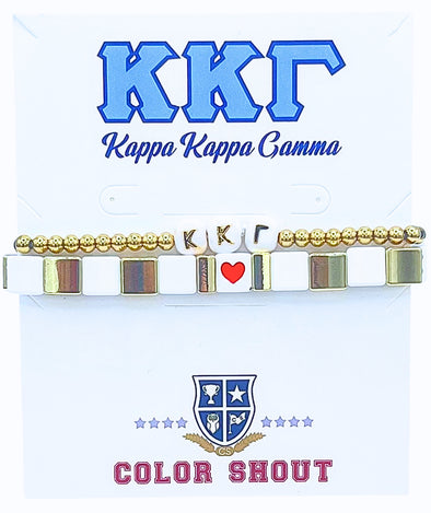 B202 KKG-'I Love' Kappa Kappa Gamma Bracelet Stack