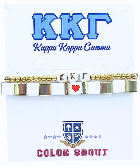 B202 KKG-'I Love' Kappa Kappa Gamma Bracelet Stack