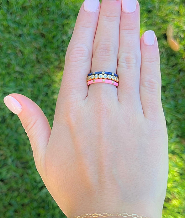 R206 DG-Delta Gamma Bezel & Enamel Stack Ring Set
