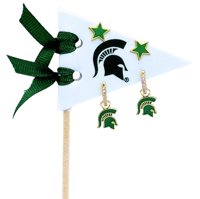 E203 - MSU : Michigan State University Pennant Pair Earring Set