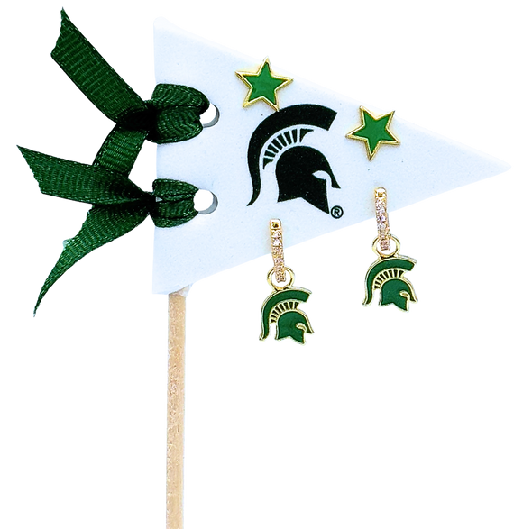 E203 - MSU : Michigan State University Pennant Pair Earring Set