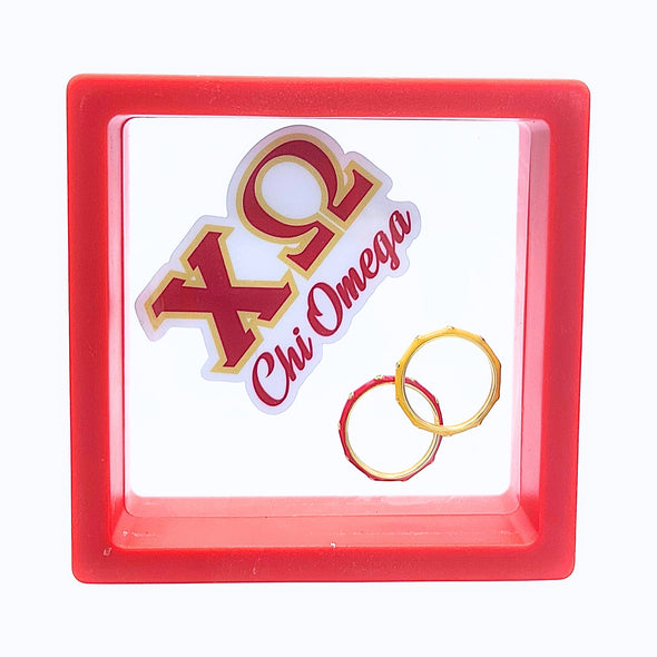 R201-Sorority Colors: 2 Enamel Stack Ring Set