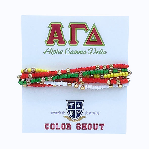 B201-Sorority Colors Stack: Set of 6 Beaded Stretch Bracelets