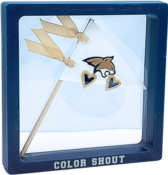 Love my College: Bright Color Heart Studs on Logo Pennant Flag