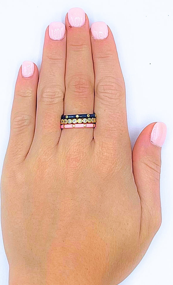 Delta Gamma Bezel & Enamel Stack Ring Set