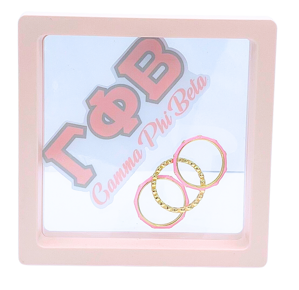 Gamma Phi Beta Bezel & Enamel Stack Ring Set