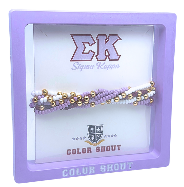 B201 - SK-Sigma Kappa Colors Stack: Set of 6 Beaded Stretch Bracelets