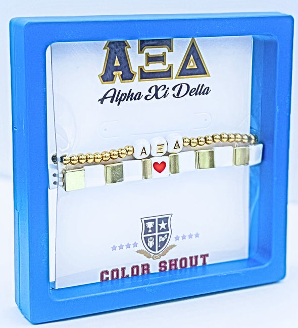 B202 AXD-'I Love' Alpha Xi Delta Bracelet Stack