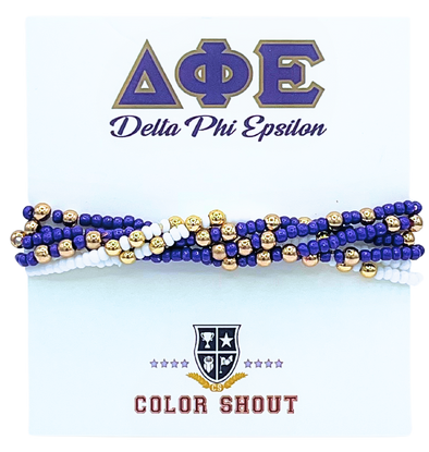 B201 DPE-Delta Phi Epsilon Colors Stack: Set of 6 Beaded Stretch Bracelets