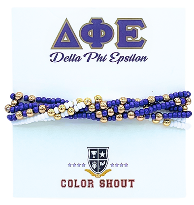 Delta Phi Epsilon Colors Stack: Set of 6 Beaded Stretch Bracelets