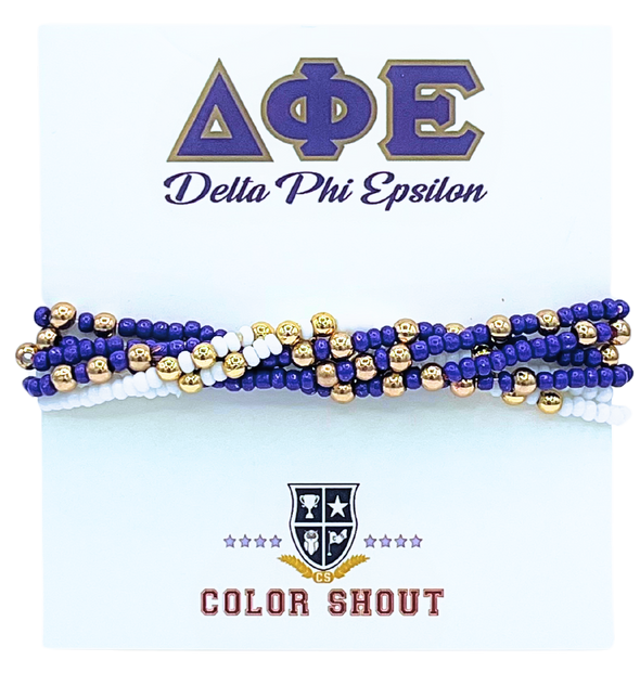 B201 DPE-Delta Phi Epsilon Colors Stack: Set of 6 Beaded Stretch Bracelets
