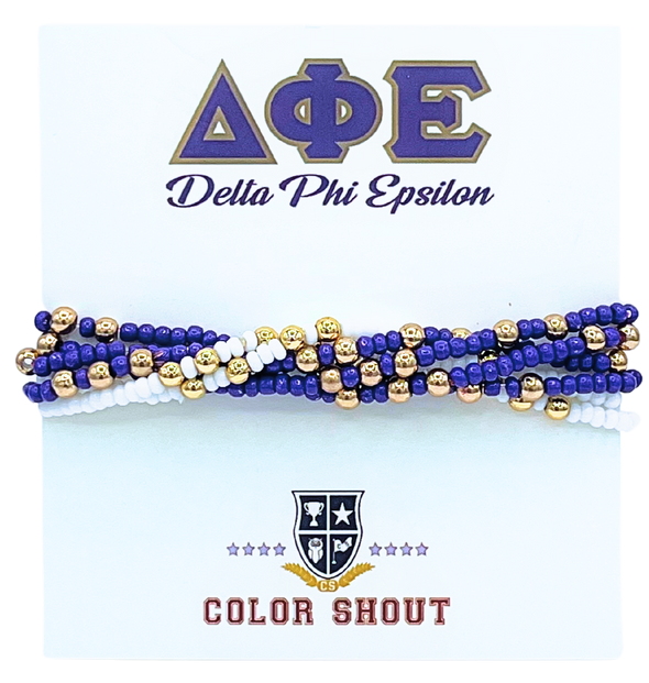 Delta Phi Epsilon Colors Stack: Set of 6 Beaded Stretch Bracelets