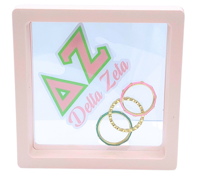 Delta Zeta Bezel & Enamel Stack Ring Set