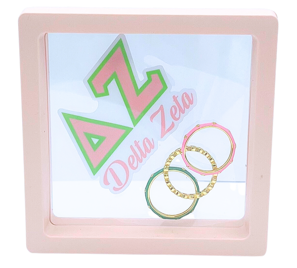 Delta Zeta Bezel & Enamel Stack Ring Set