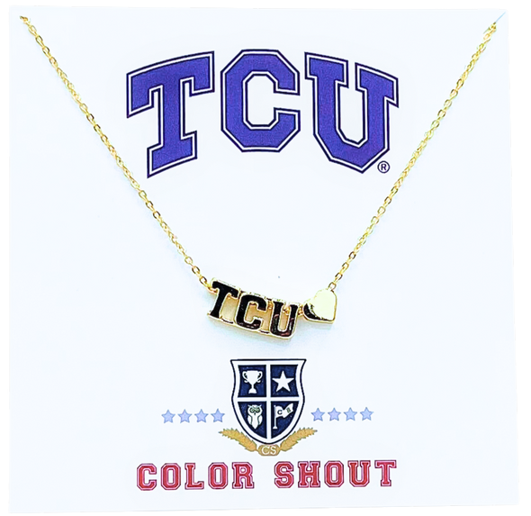 N202 TCU-I Love TCU:  TCU Heart Necklace