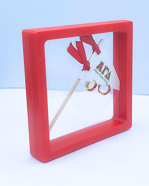 Alpha Gamma Delta Red Huggie Hoops