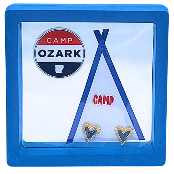 I Love my CAMP: Bright Color Heart Studs on Camp Tent