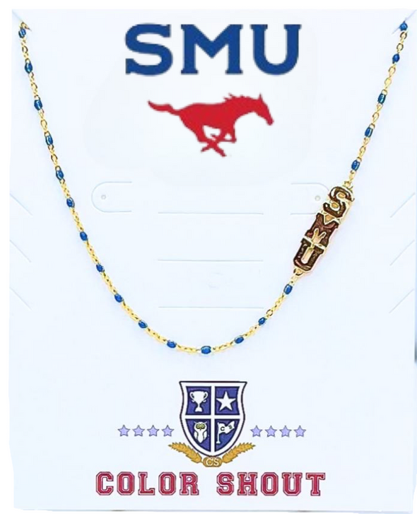 The College Logo Necklace: Side Set Logo on Enamel Bead Necklace