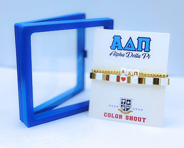 B202 ADP-'I Love' Alpha Delta Pi Bracelet Stack