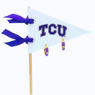 TCU Huggie Hoops on Pennant Flag