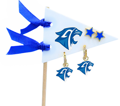E203 - GRACE : Grace Community School Pennant Pair Logo Earring Set