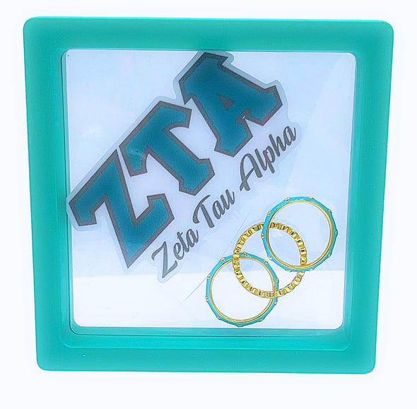 R206 ZTA-Zeta Tau Alpha Bezel & Enamel Stack Ring Set