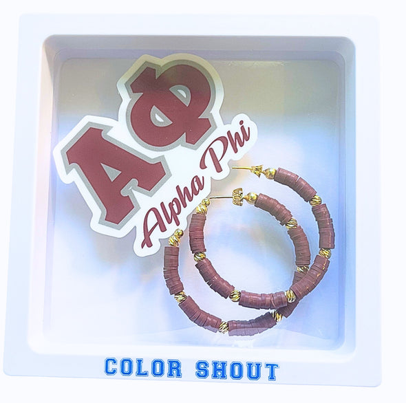 Alpha Phi Vinyl Hoop Earrings