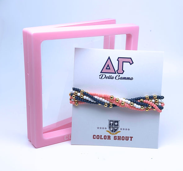 B201 DG-Delta Gamma Colors Stack: Set of 6 Beaded Stretch Bracelets