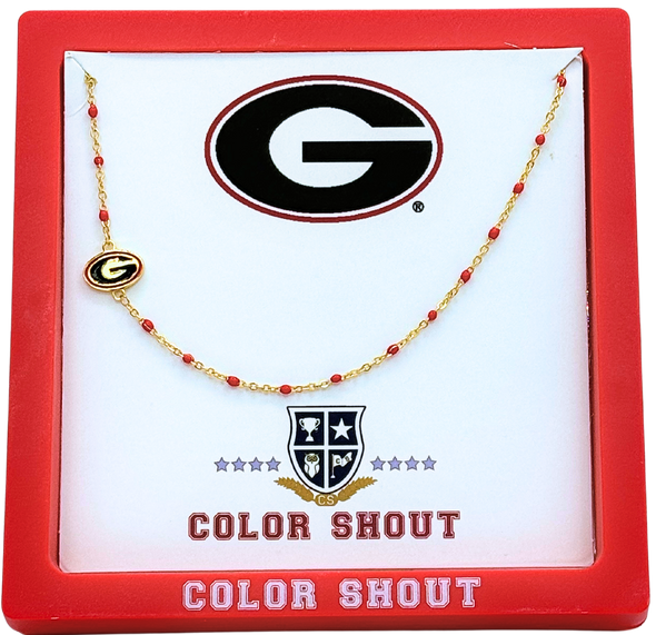 N201 GA-The Georgia Necklace: Side Set G Logo Enamel Bead Necklace
