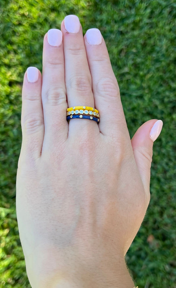 R206 AXD-Alpha Xi Delta Bezel & Enamel Stack Ring Set