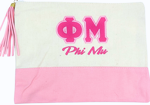 Sorority Embroidered Greek Letter Pouch